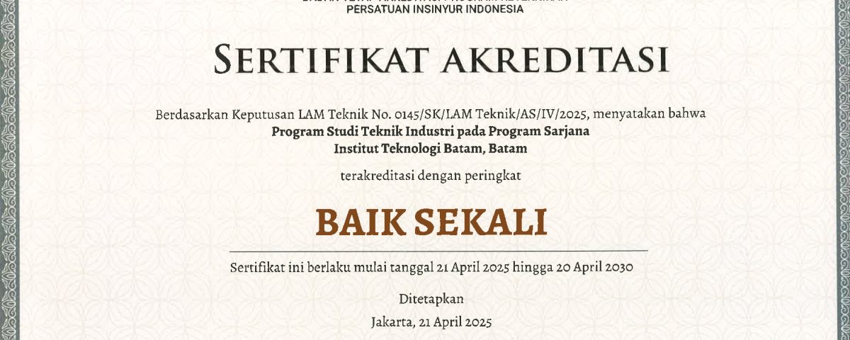 Program Studi Teknik Industri FTID ITEBA Raih Akreditasi “Baik Sekali” dari LAM Teknik Program Studi Teknik Industri FTID ITEBA Raih Akreditasi “Baik Sekali” dari LAM Teknik